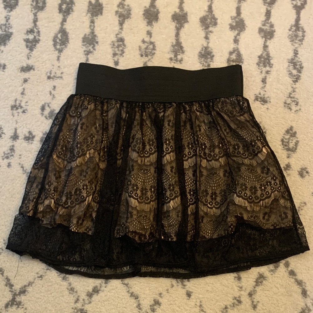 Lily Rose Black and Gold Lace Mini Skirt